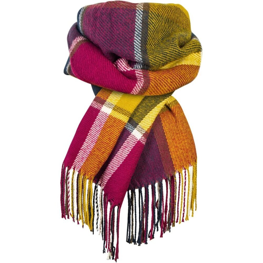 Womens Scarf Fashion Long Plaid Shawls Wraps Big Grid Winter Warm Lattice Large - Picture 6 of 6
